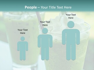 Two Glasses Of Green Smoothie With Whipped Cream On Top PowerPoint Template