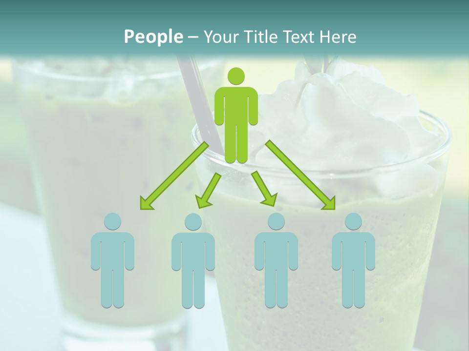Two Glasses Of Green Smoothie With Whipped Cream On Top PowerPoint Template