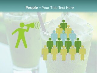 Two Glasses Of Green Smoothie With Whipped Cream On Top PowerPoint Template