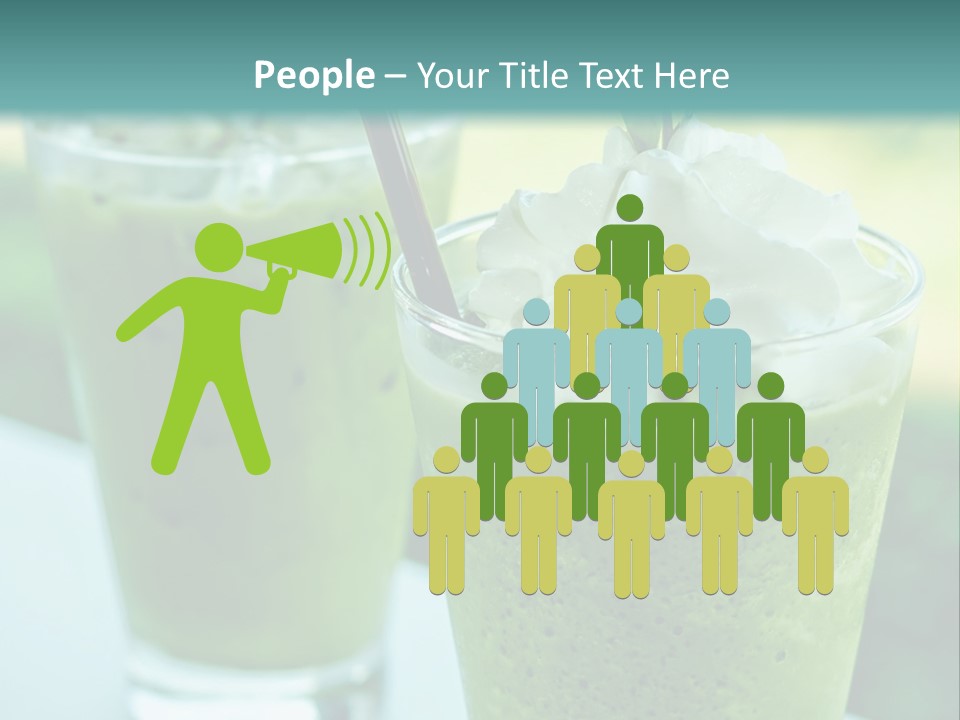 Two Glasses Of Green Smoothie With Whipped Cream On Top PowerPoint Template