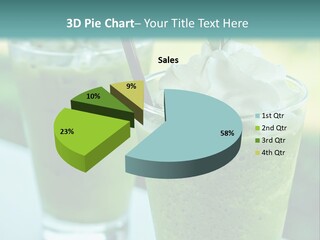 Two Glasses Of Green Smoothie With Whipped Cream On Top PowerPoint Template