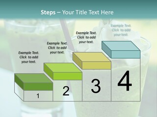 Two Glasses Of Green Smoothie With Whipped Cream On Top PowerPoint Template