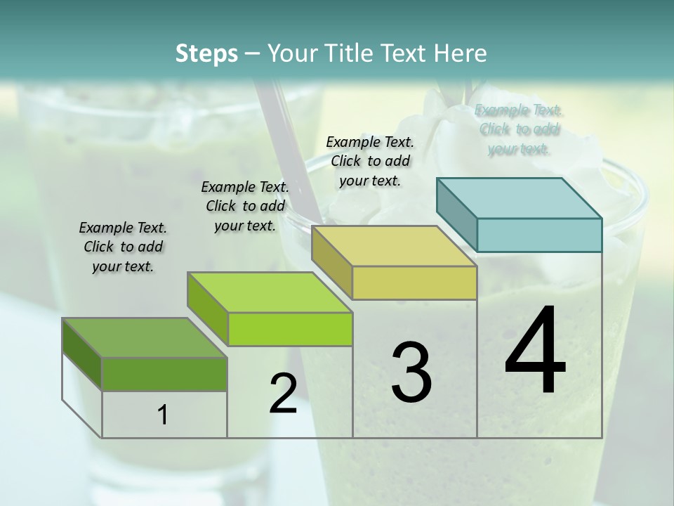 Two Glasses Of Green Smoothie With Whipped Cream On Top PowerPoint Template