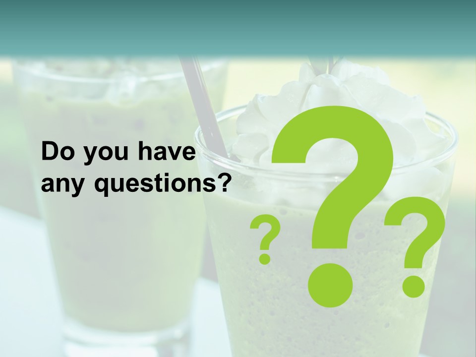 Two Glasses Of Green Smoothie With Whipped Cream On Top PowerPoint Template