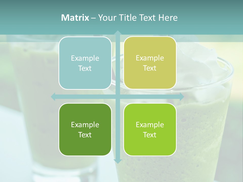 Two Glasses Of Green Smoothie With Whipped Cream On Top PowerPoint Template