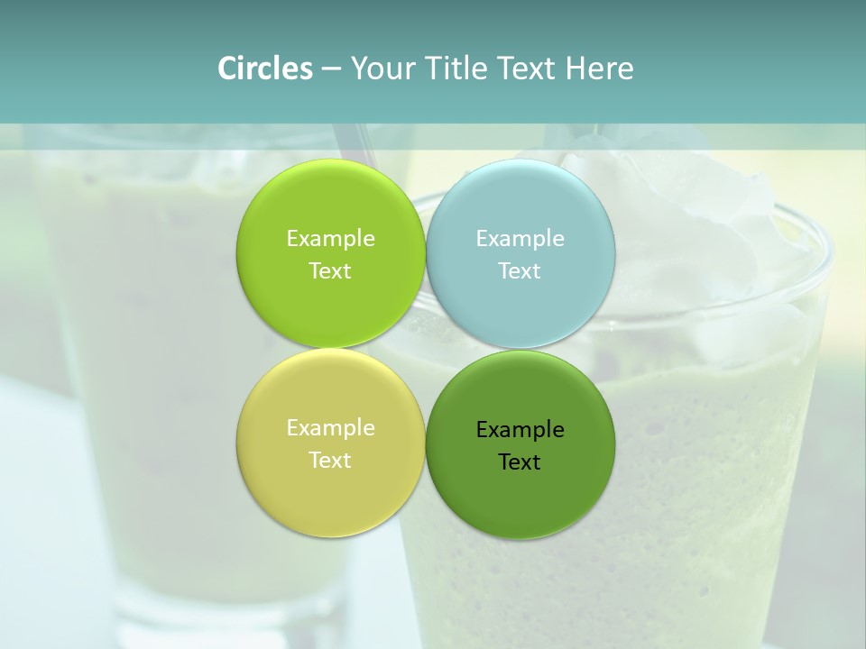 Two Glasses Of Green Smoothie With Whipped Cream On Top PowerPoint Template