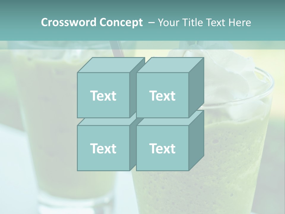 Two Glasses Of Green Smoothie With Whipped Cream On Top PowerPoint Template