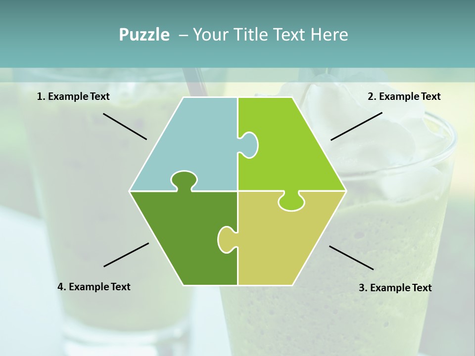 Two Glasses Of Green Smoothie With Whipped Cream On Top PowerPoint Template