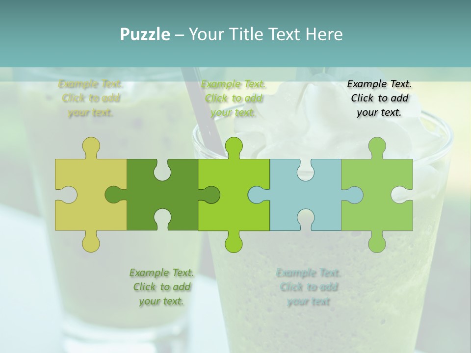 Two Glasses Of Green Smoothie With Whipped Cream On Top PowerPoint Template