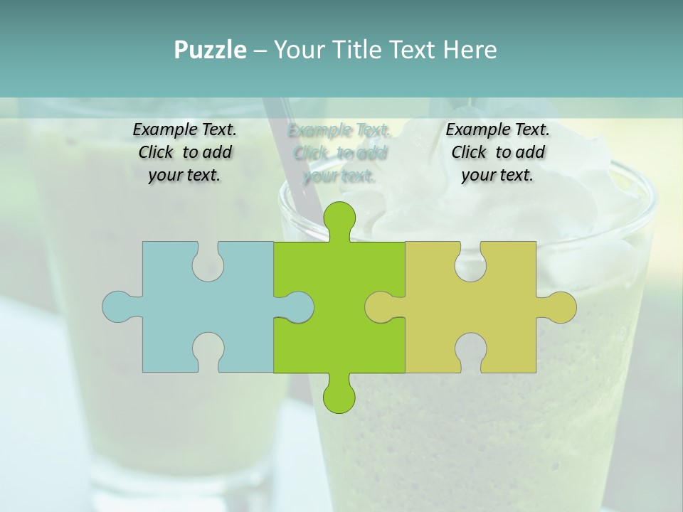 Two Glasses Of Green Smoothie With Whipped Cream On Top PowerPoint Template