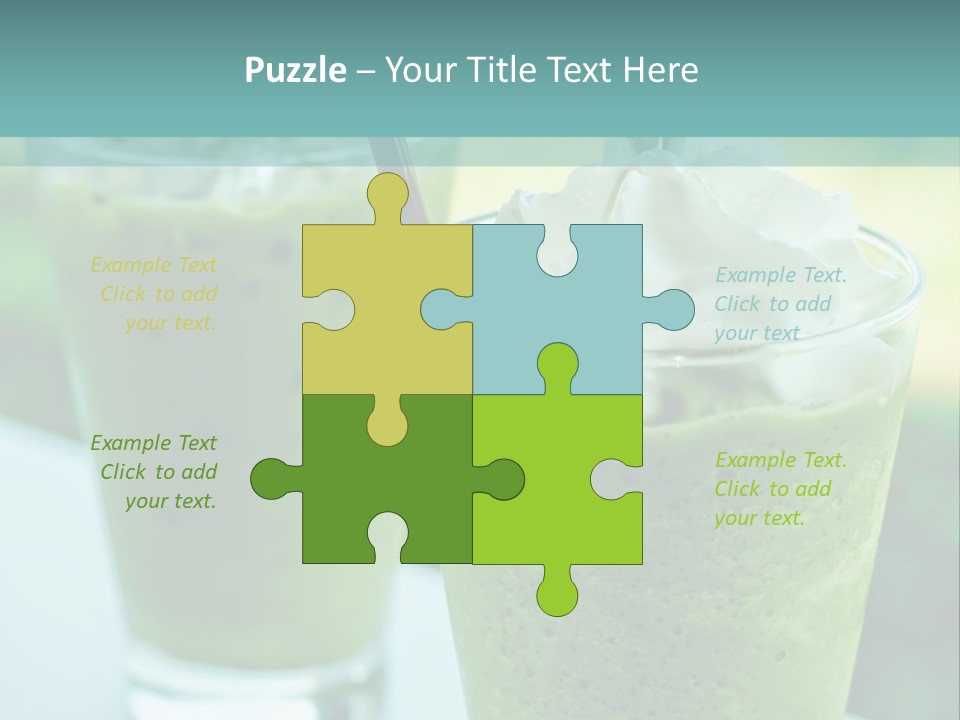 Two Glasses Of Green Smoothie With Whipped Cream On Top PowerPoint Template