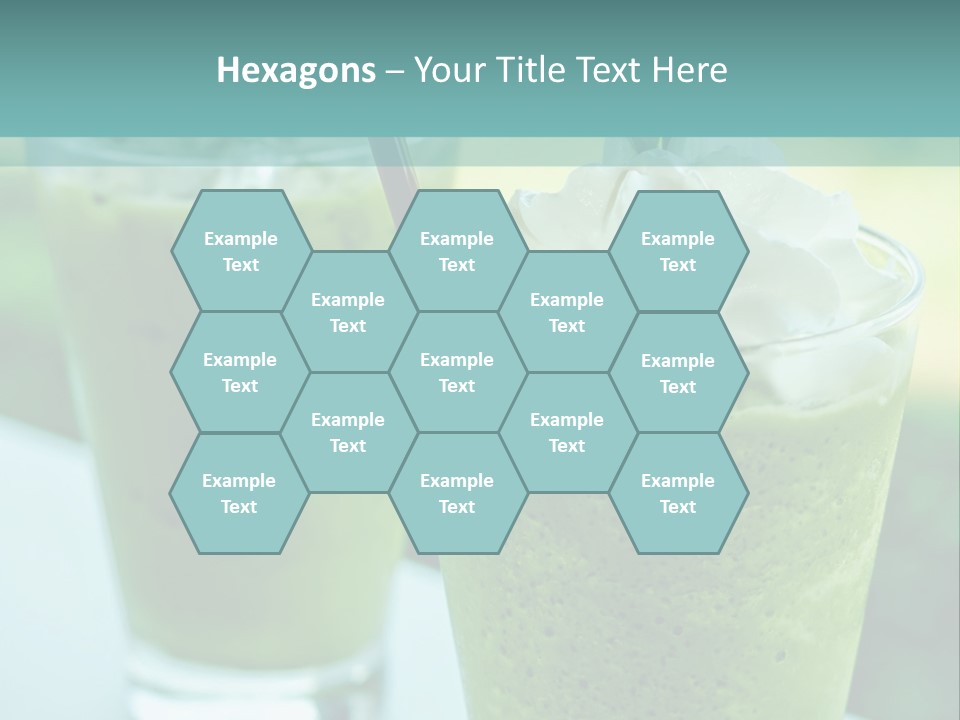 Two Glasses Of Green Smoothie With Whipped Cream On Top PowerPoint Template