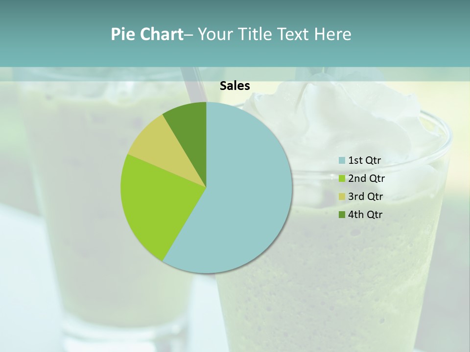 Two Glasses Of Green Smoothie With Whipped Cream On Top PowerPoint Template