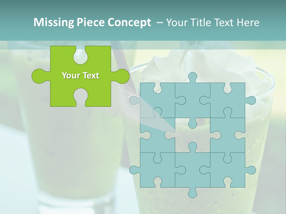 Two Glasses Of Green Smoothie With Whipped Cream On Top PowerPoint Template