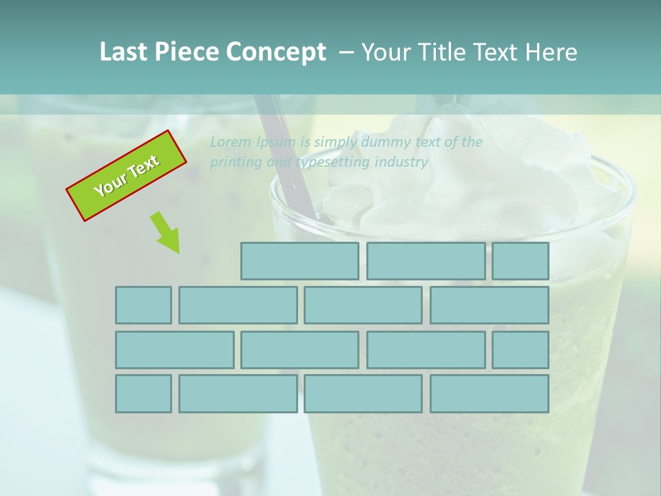 Two Glasses Of Green Smoothie With Whipped Cream On Top PowerPoint Template
