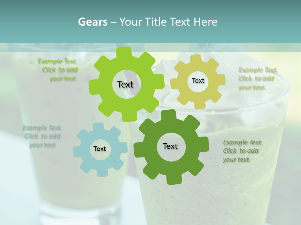 Two Glasses Of Green Smoothie With Whipped Cream On Top PowerPoint Template