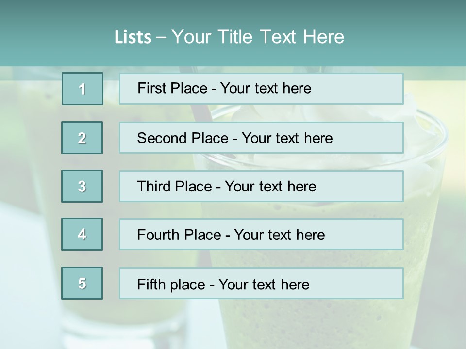 Two Glasses Of Green Smoothie With Whipped Cream On Top PowerPoint Template