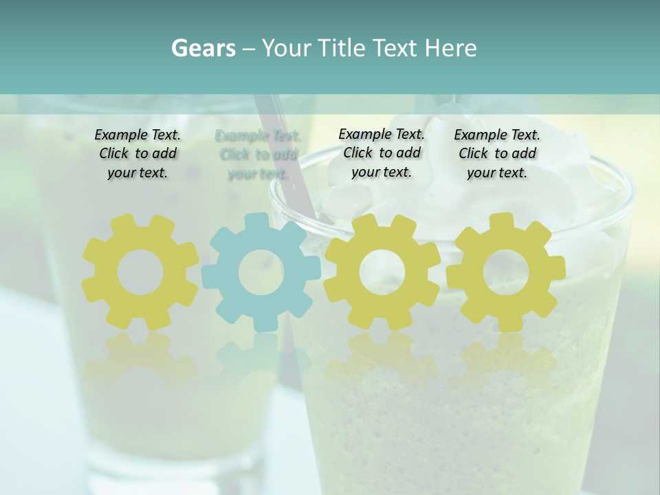 Two Glasses Of Green Smoothie With Whipped Cream On Top PowerPoint Template
