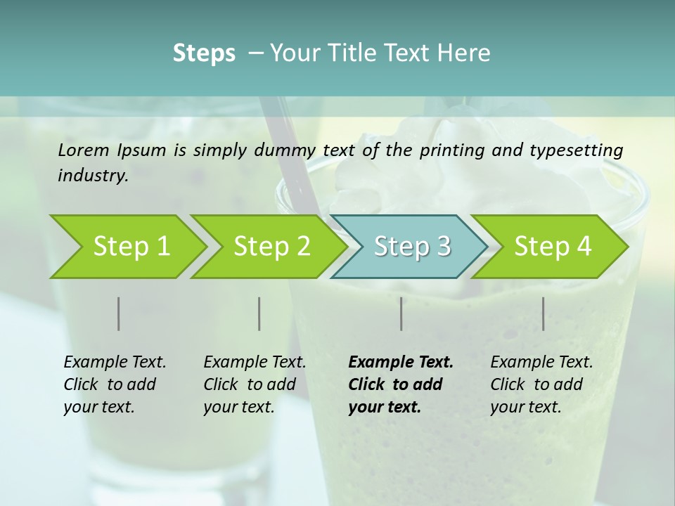 Two Glasses Of Green Smoothie With Whipped Cream On Top PowerPoint Template