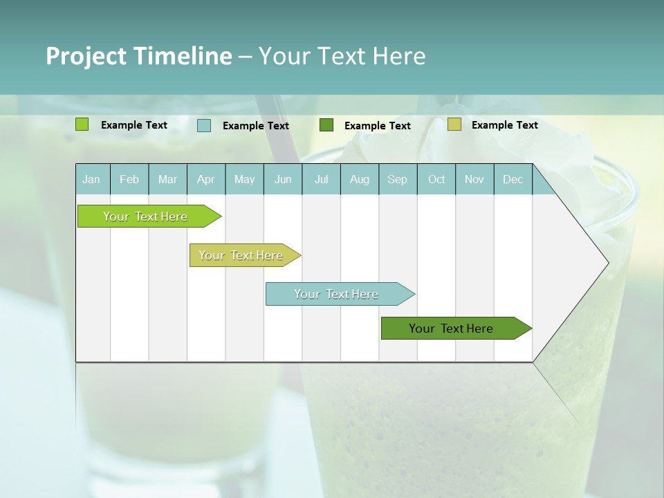 Two Glasses Of Green Smoothie With Whipped Cream On Top PowerPoint Template