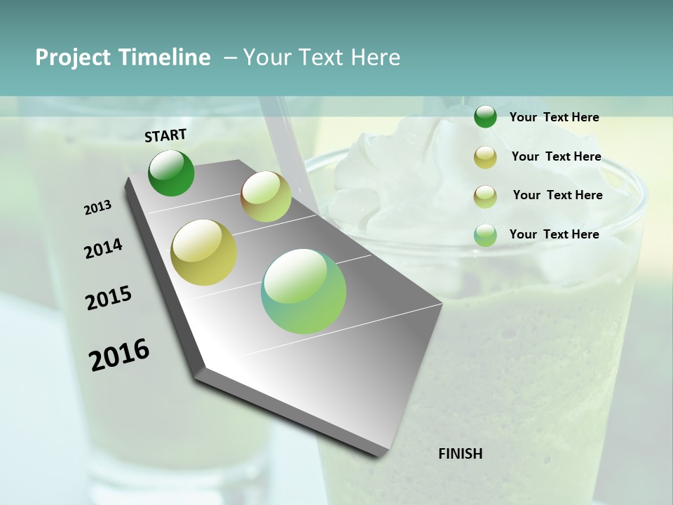 Two Glasses Of Green Smoothie With Whipped Cream On Top PowerPoint Template