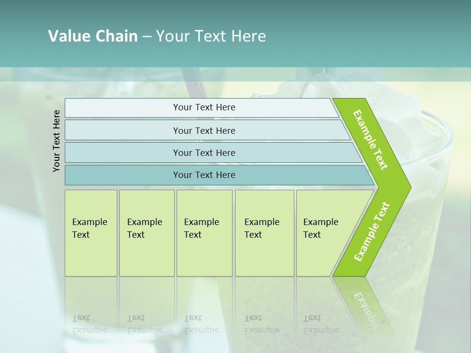 Two Glasses Of Green Smoothie With Whipped Cream On Top PowerPoint Template