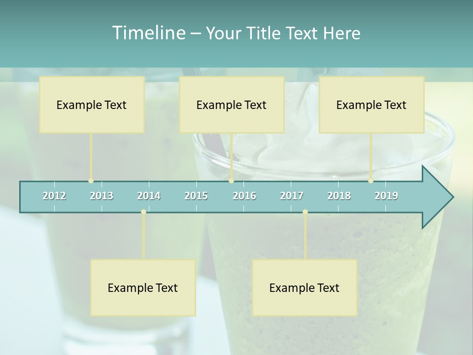 Two Glasses Of Green Smoothie With Whipped Cream On Top PowerPoint Template