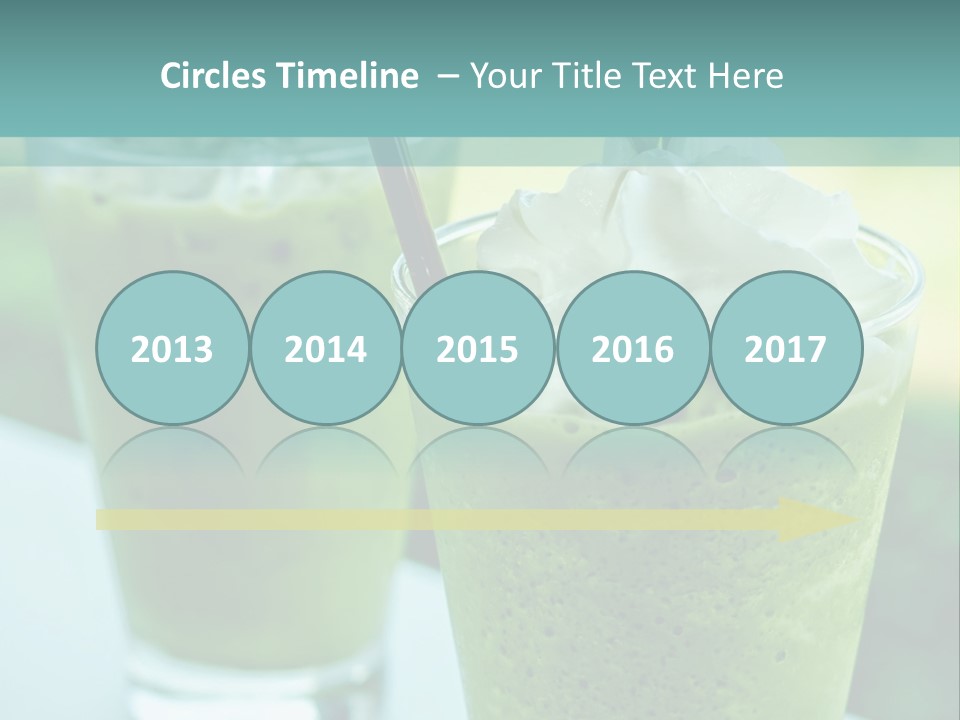 Two Glasses Of Green Smoothie With Whipped Cream On Top PowerPoint Template