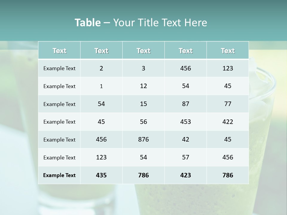 Two Glasses Of Green Smoothie With Whipped Cream On Top PowerPoint Template