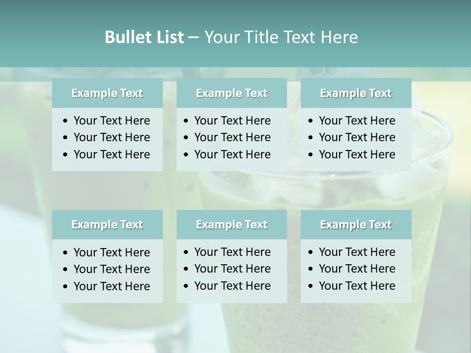 Two Glasses Of Green Smoothie With Whipped Cream On Top PowerPoint Template