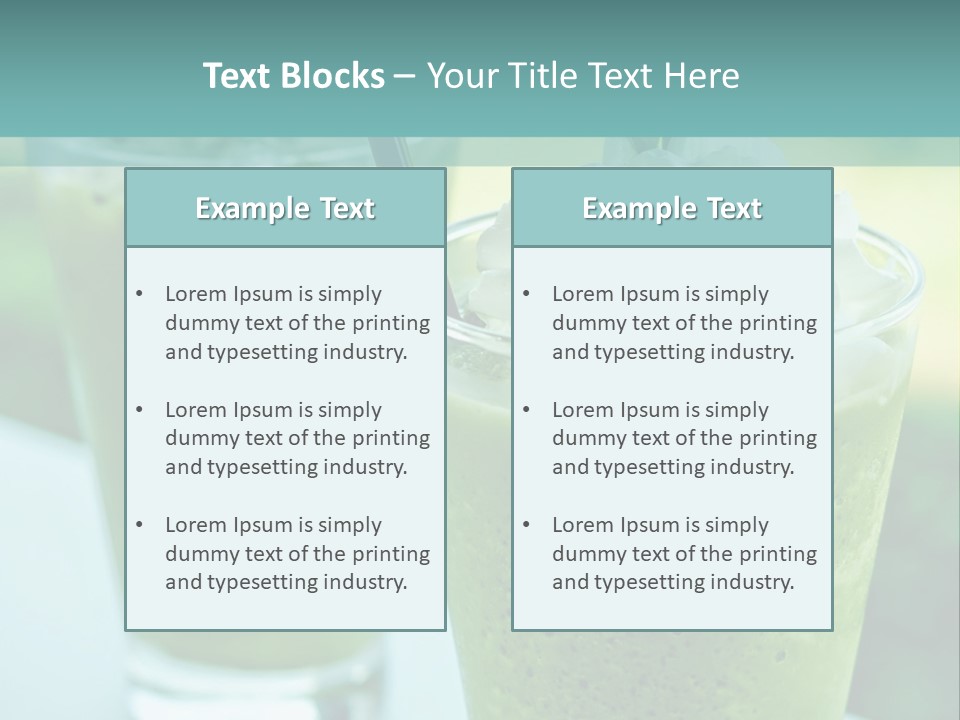 Two Glasses Of Green Smoothie With Whipped Cream On Top PowerPoint Template