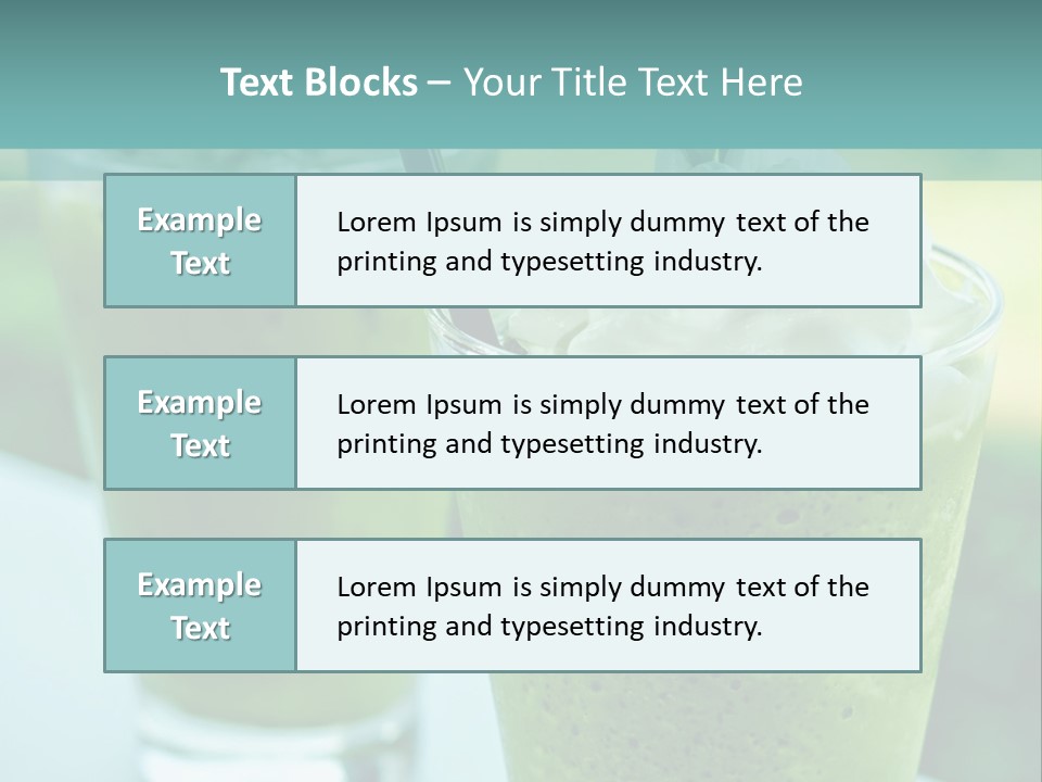 Two Glasses Of Green Smoothie With Whipped Cream On Top PowerPoint Template