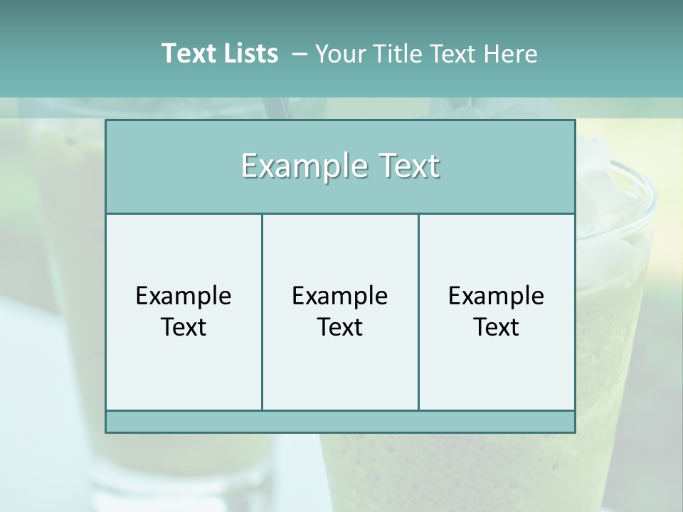 Two Glasses Of Green Smoothie With Whipped Cream On Top PowerPoint Template