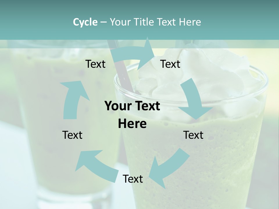 Two Glasses Of Green Smoothie With Whipped Cream On Top PowerPoint Template