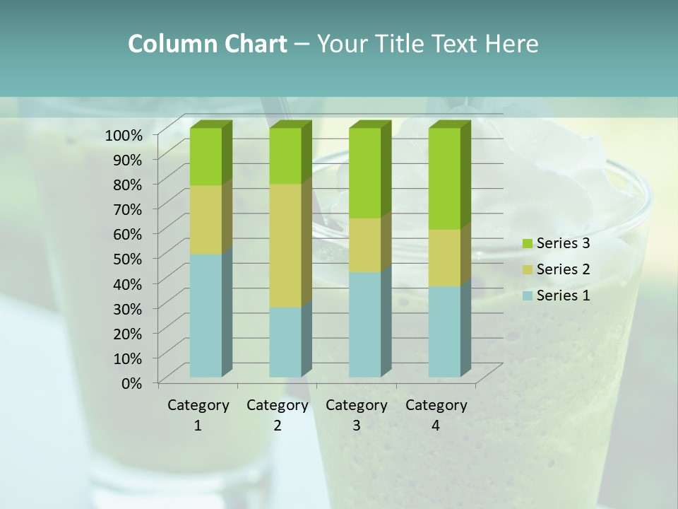 Two Glasses Of Green Smoothie With Whipped Cream On Top PowerPoint Template