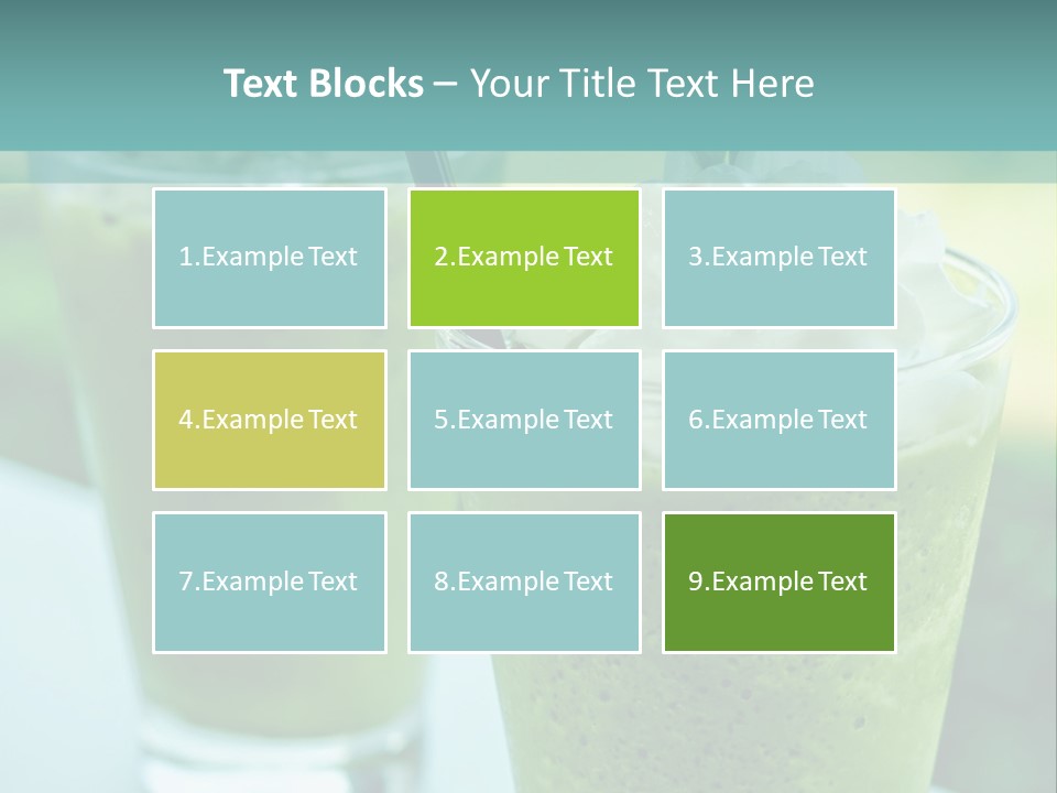 Two Glasses Of Green Smoothie With Whipped Cream On Top PowerPoint Template