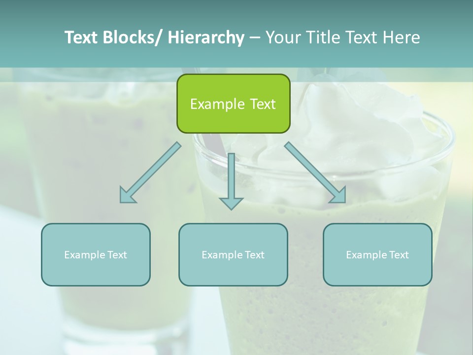 Two Glasses Of Green Smoothie With Whipped Cream On Top PowerPoint Template
