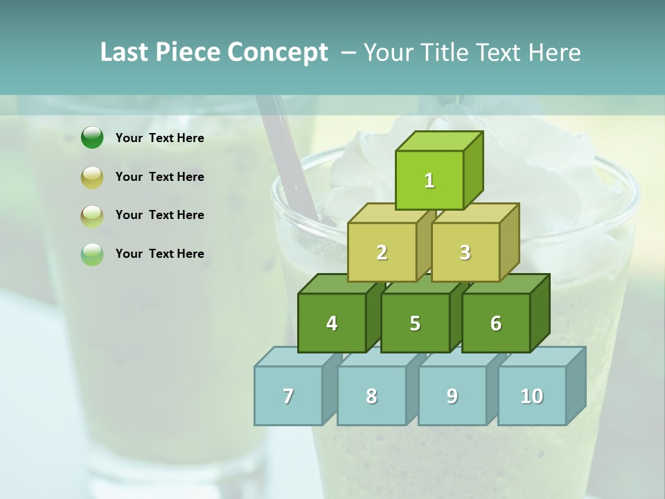 Two Glasses Of Green Smoothie With Whipped Cream On Top PowerPoint Template