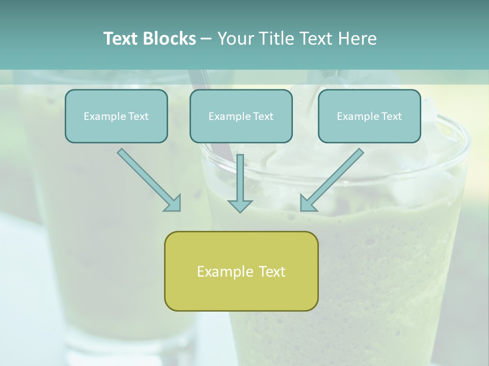 Two Glasses Of Green Smoothie With Whipped Cream On Top PowerPoint Template