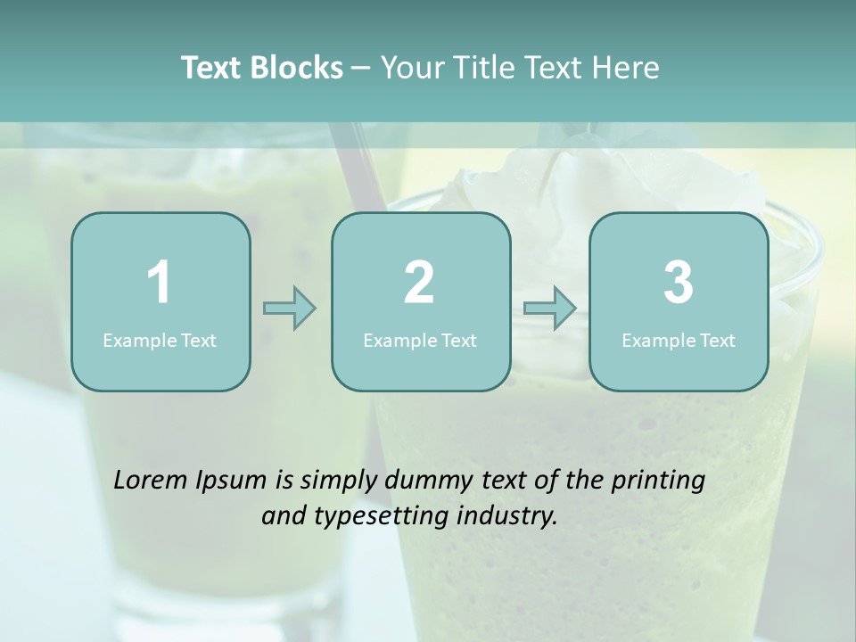 Two Glasses Of Green Smoothie With Whipped Cream On Top PowerPoint Template