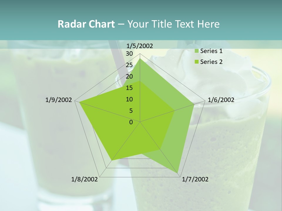Two Glasses Of Green Smoothie With Whipped Cream On Top PowerPoint Template