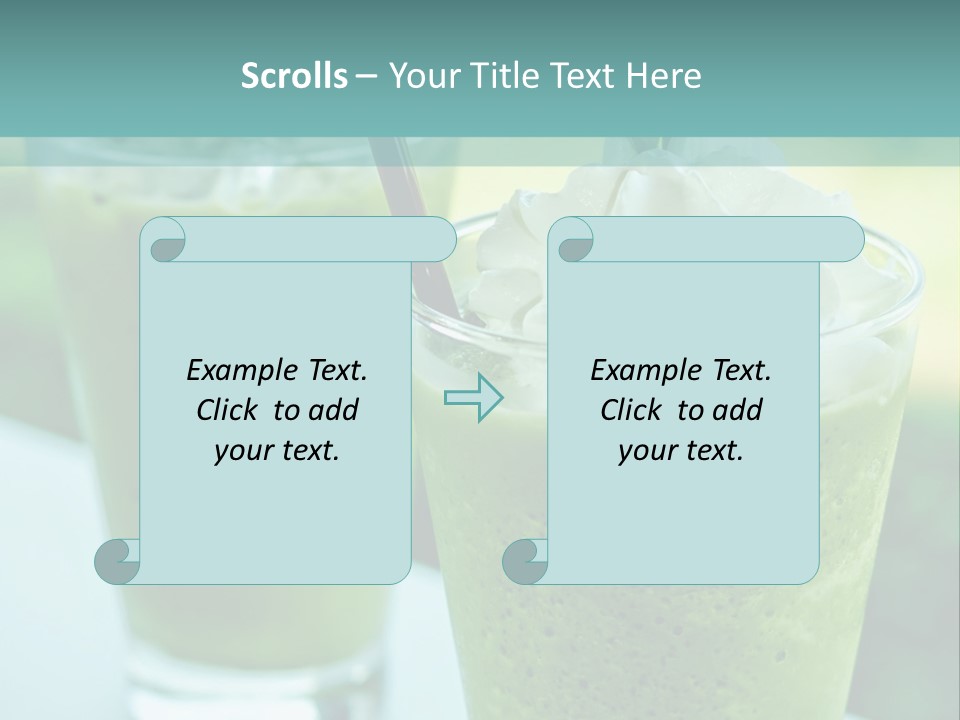Two Glasses Of Green Smoothie With Whipped Cream On Top PowerPoint Template