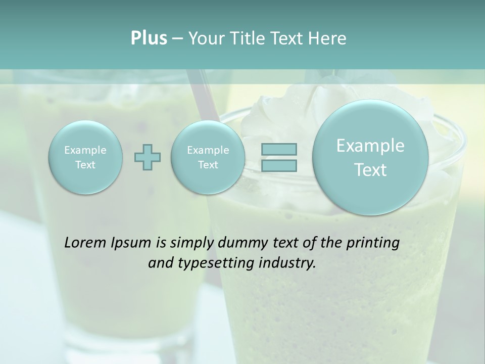Two Glasses Of Green Smoothie With Whipped Cream On Top PowerPoint Template