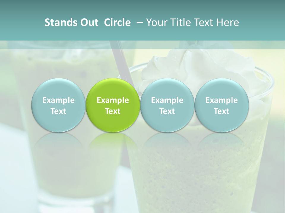Two Glasses Of Green Smoothie With Whipped Cream On Top PowerPoint Template