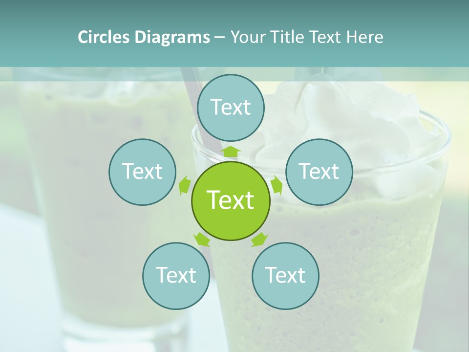 Two Glasses Of Green Smoothie With Whipped Cream On Top PowerPoint Template