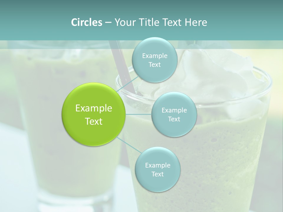 Two Glasses Of Green Smoothie With Whipped Cream On Top PowerPoint Template