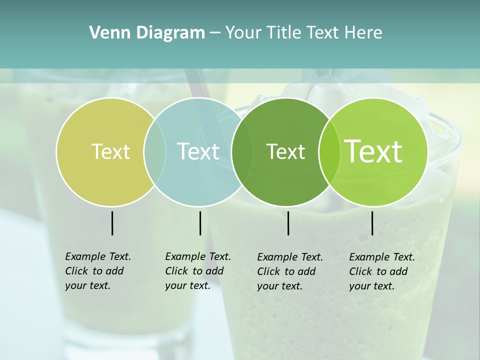 Two Glasses Of Green Smoothie With Whipped Cream On Top PowerPoint Template