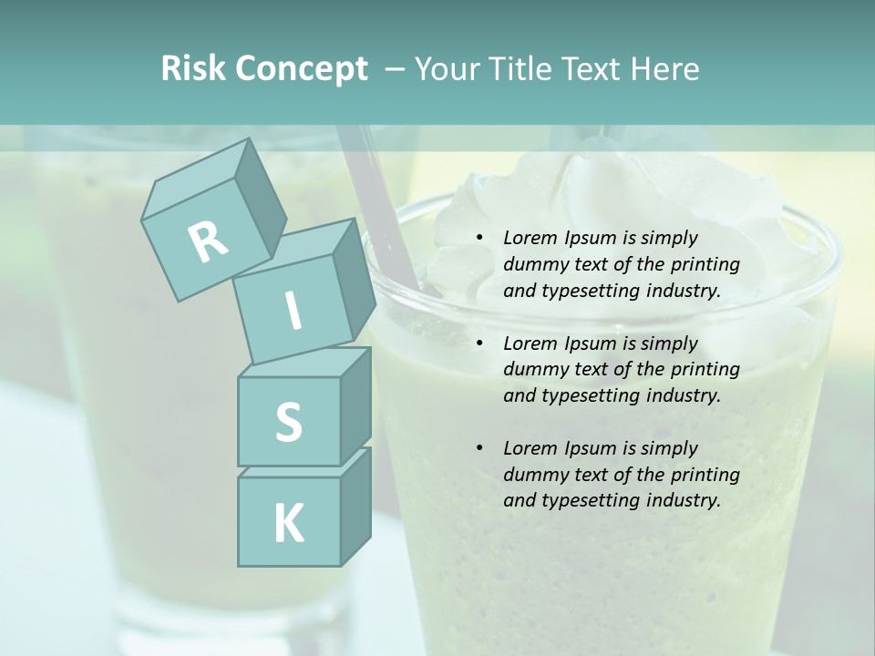 Two Glasses Of Green Smoothie With Whipped Cream On Top PowerPoint Template