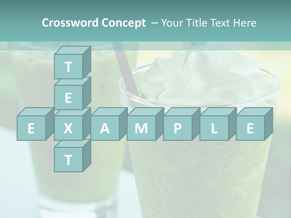 Two Glasses Of Green Smoothie With Whipped Cream On Top PowerPoint Template