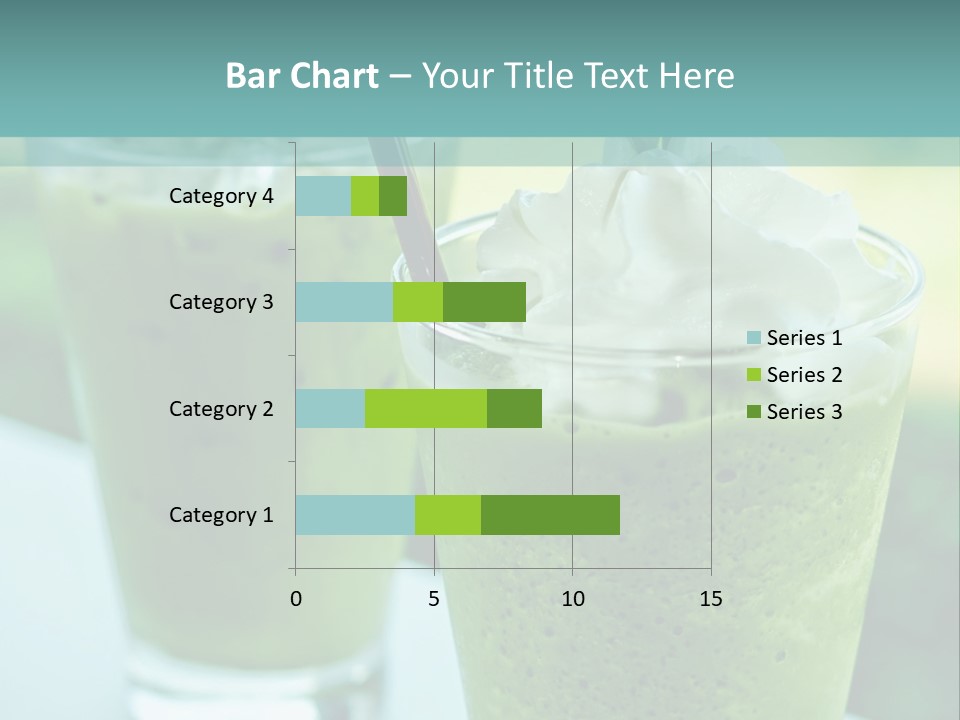 Two Glasses Of Green Smoothie With Whipped Cream On Top PowerPoint Template